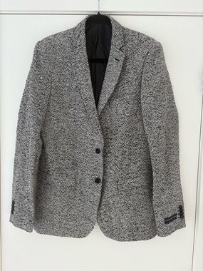 French Connection Black & White Herringbone Blazer